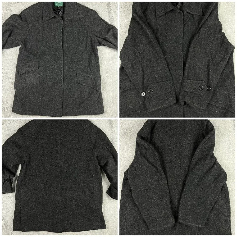 Vintage Lauren Ralph Lauren Wool Coat Womens 6 Grey Jacket LRL Made In USA - Picture 3 of 9